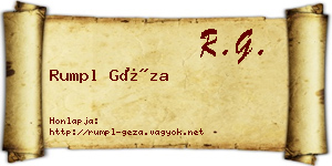 Rumpl Géza névjegykártya